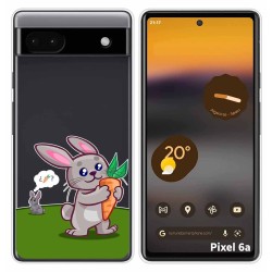 Funda Silicona Transparente para Google Pixel 6A diseño Conejo Dibujos