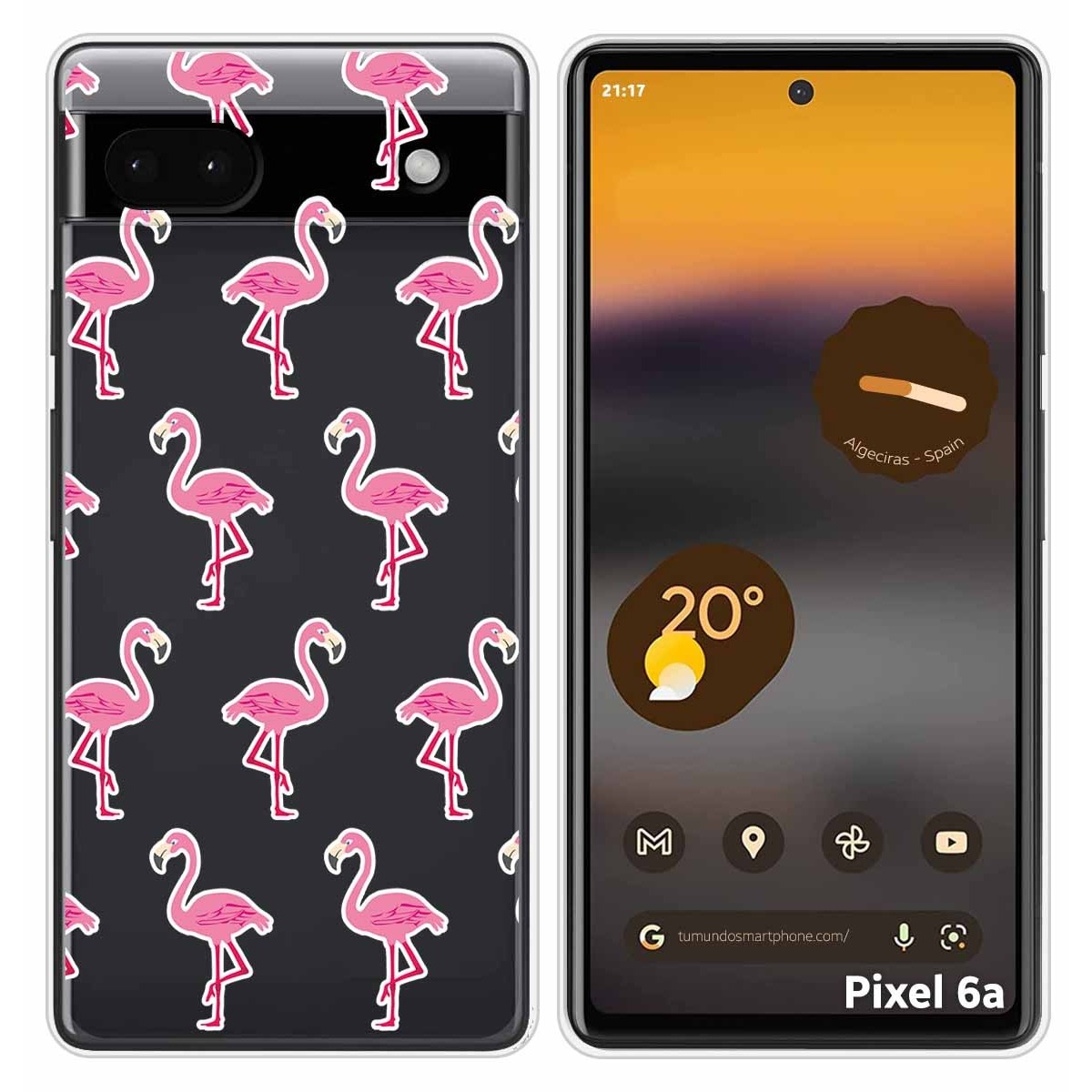 Funda Silicona Transparente para Google Pixel 6A diseño Flamenco Dibujos