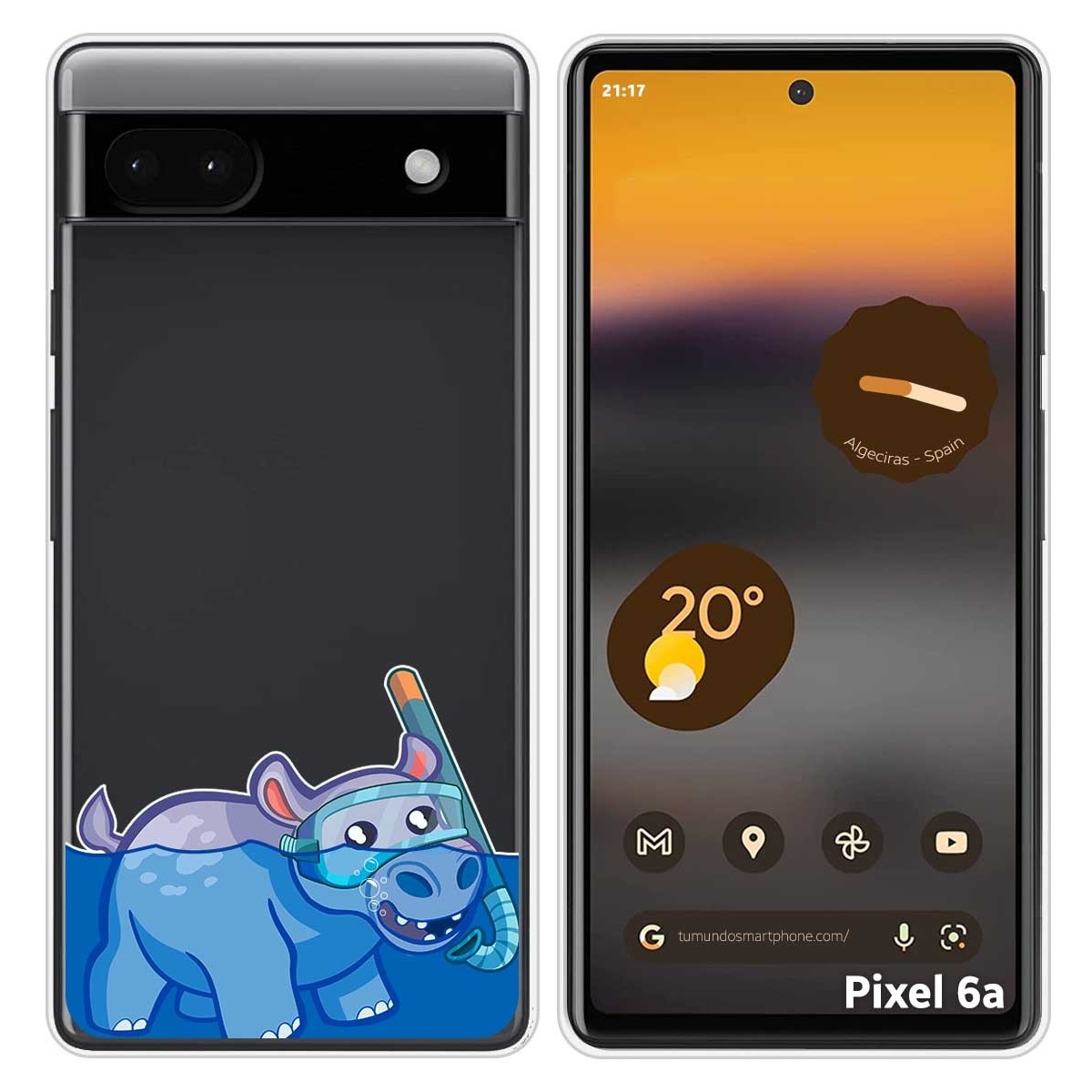 Funda Silicona Transparente para Google Pixel 6A diseño Hipo Dibujos