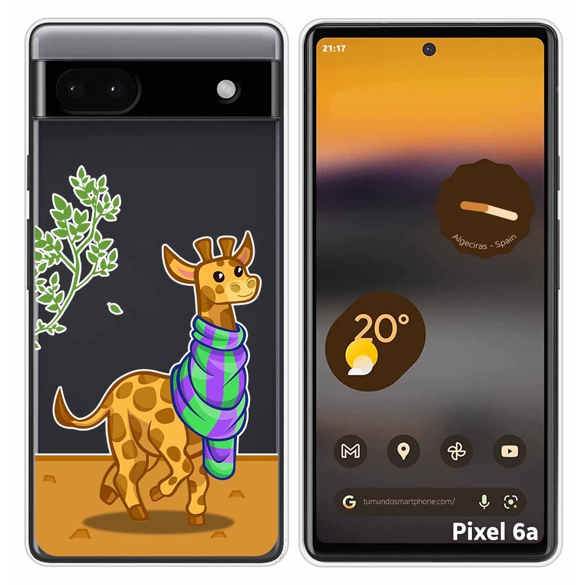 Funda Silicona Transparente para Google Pixel 6A diseño Jirafa Dibujos