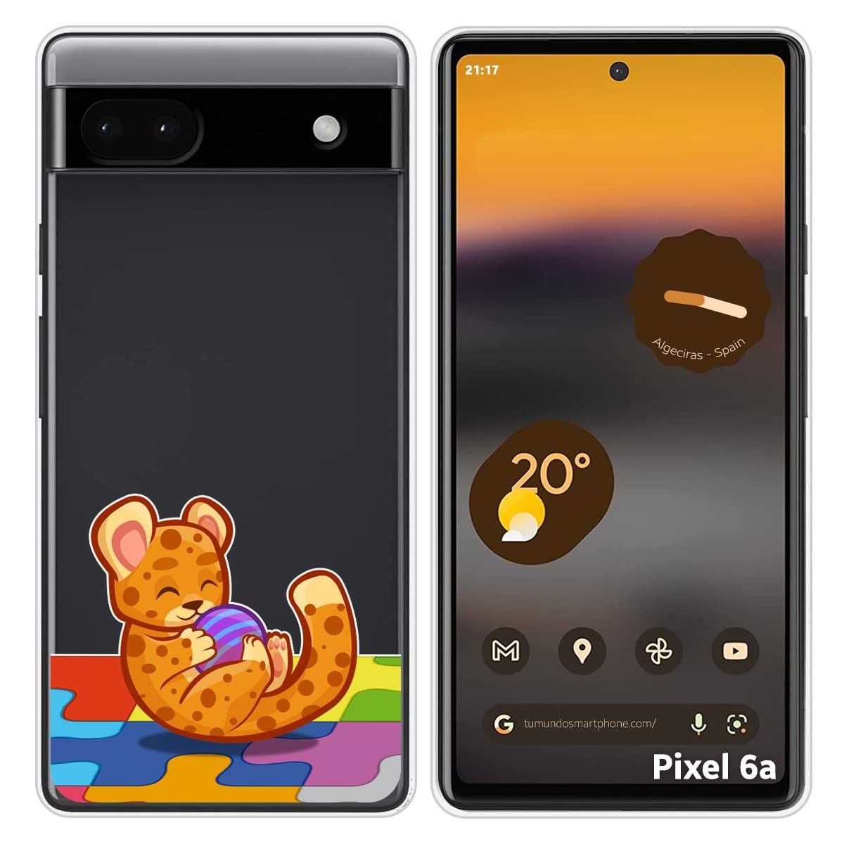 Funda Silicona Transparente para Google Pixel 6A diseño Leopardo Dibujos