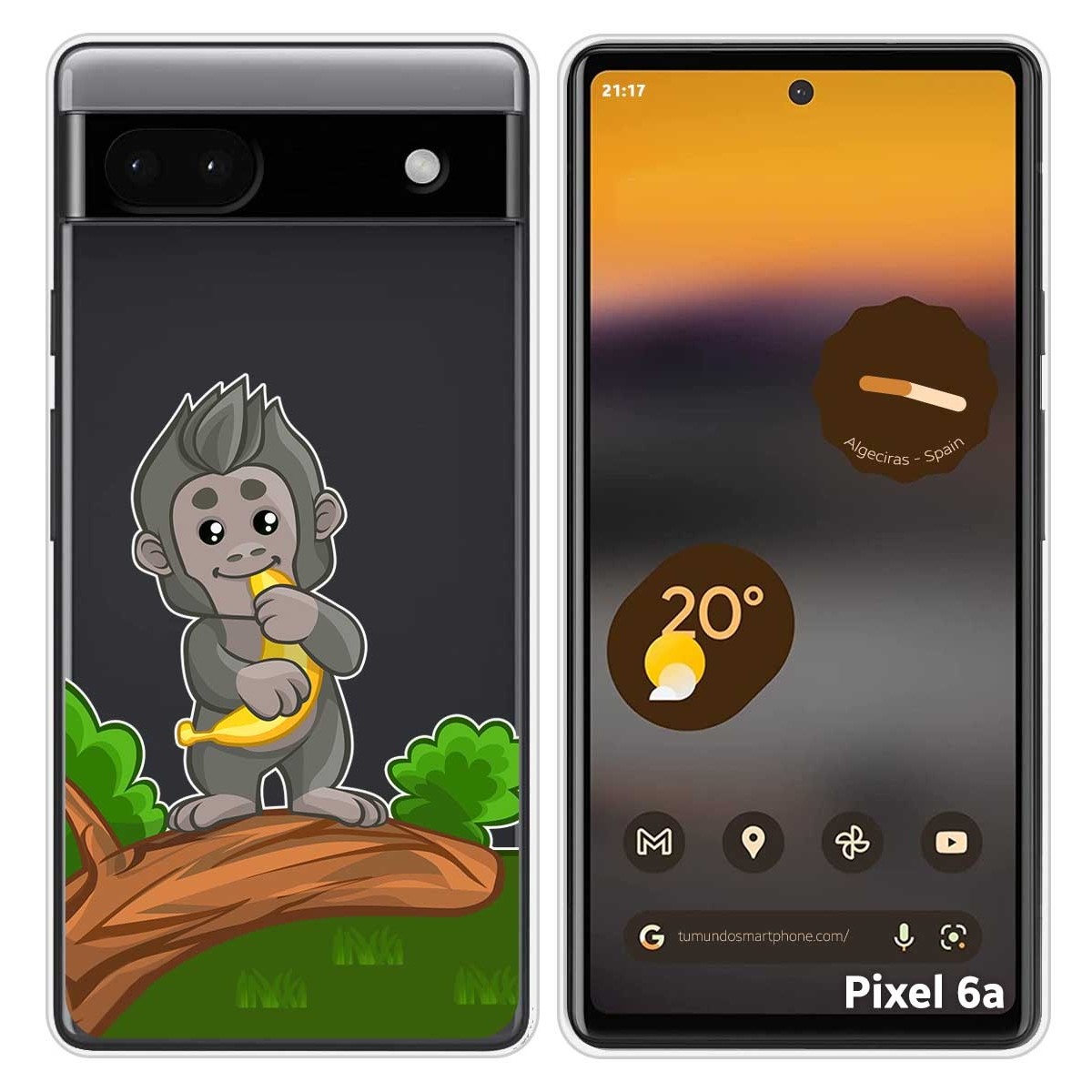 Funda Silicona Transparente para Google Pixel 6A diseño Mono Dibujos