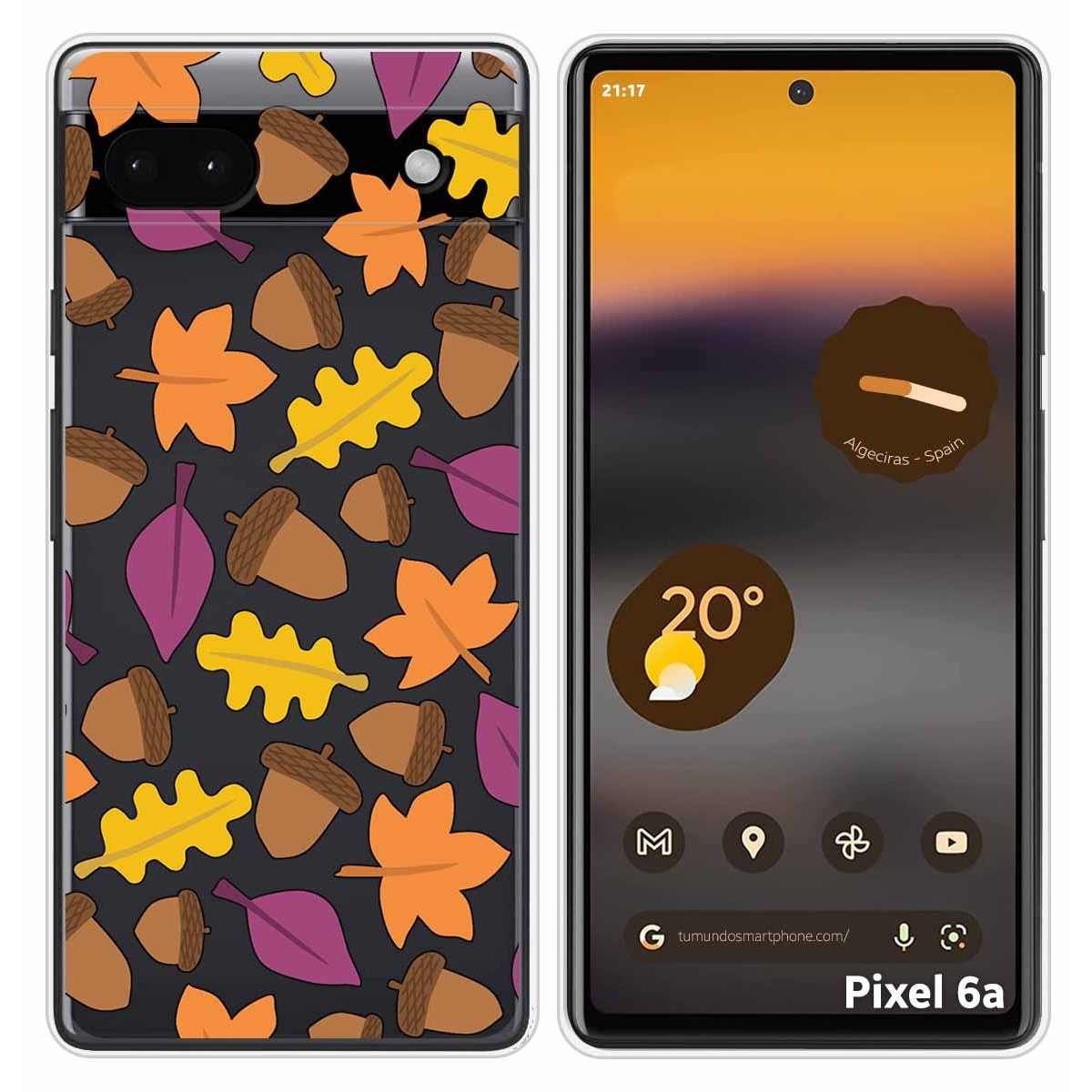 Funda Silicona Transparente para Google Pixel 6A diseño Otoño Dibujos