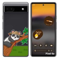 Funda Silicona Transparente para Google Pixel 6A diseño Panda Dibujos