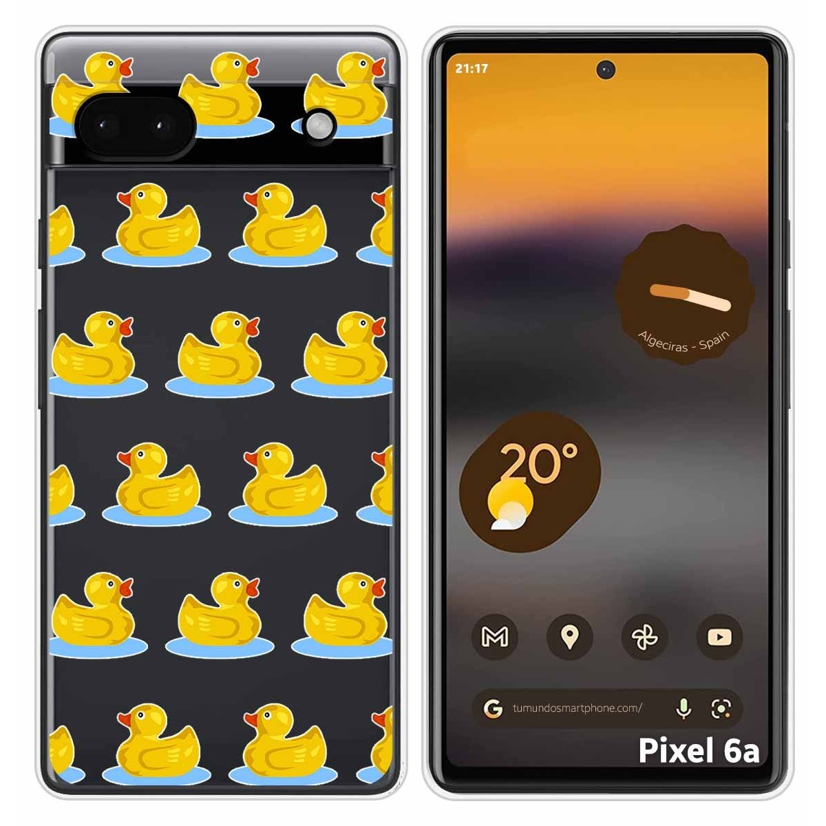 Funda Silicona Transparente para Google Pixel 6A diseño Pato Dibujos
