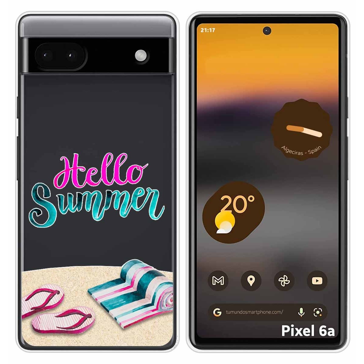 Funda Silicona Transparente para Google Pixel 6A diseño Summer Dibujos