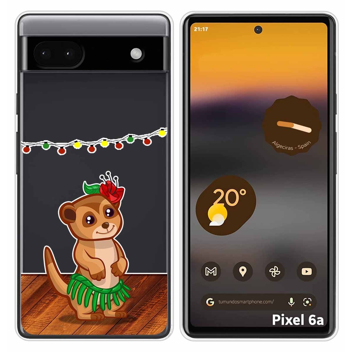 Funda Silicona Transparente para Google Pixel 6A diseño Suricata Dibujos