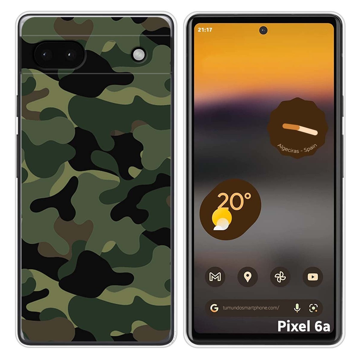 Funda Silicona para Google Pixel 6A diseño Camuflaje Dibujos