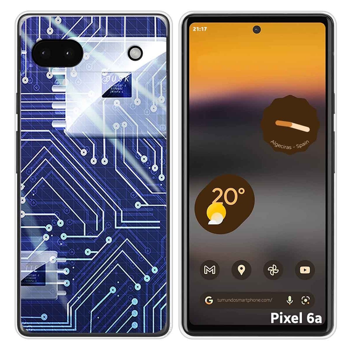 Funda Silicona para Google Pixel 6A diseño Circuito Dibujos