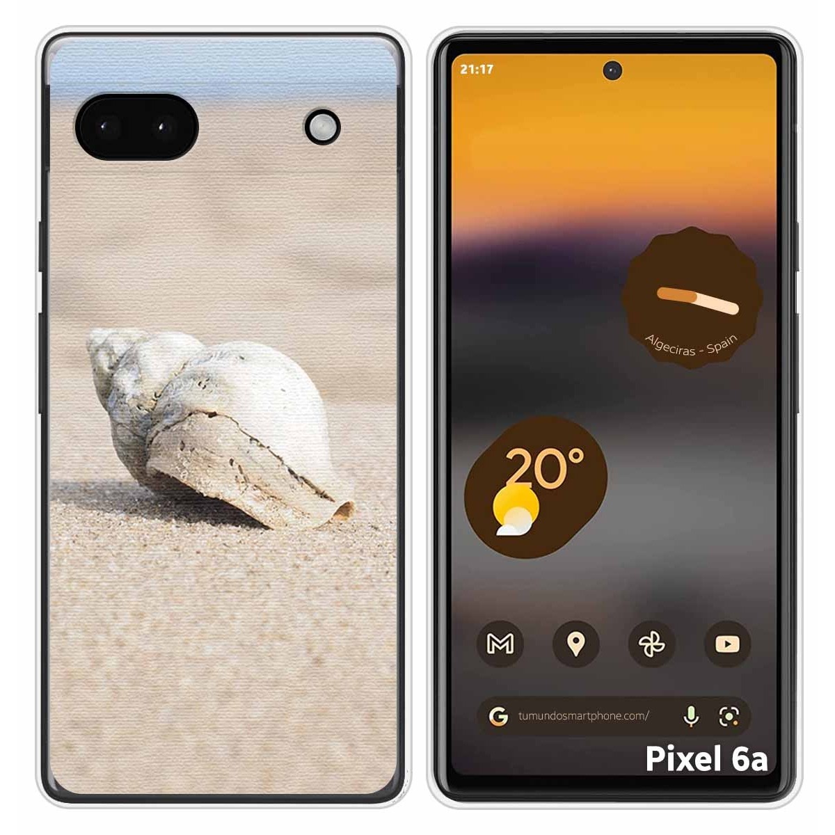 Funda Silicona para Google Pixel 6A diseño Concha Dibujos