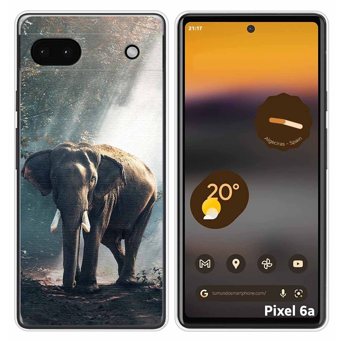 Funda Silicona para Google Pixel 6A diseño Elefante Dibujos