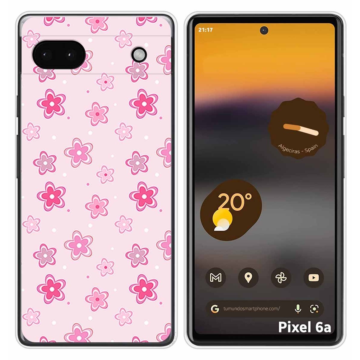 Funda Silicona para Google Pixel 6A diseño Flores Dibujos