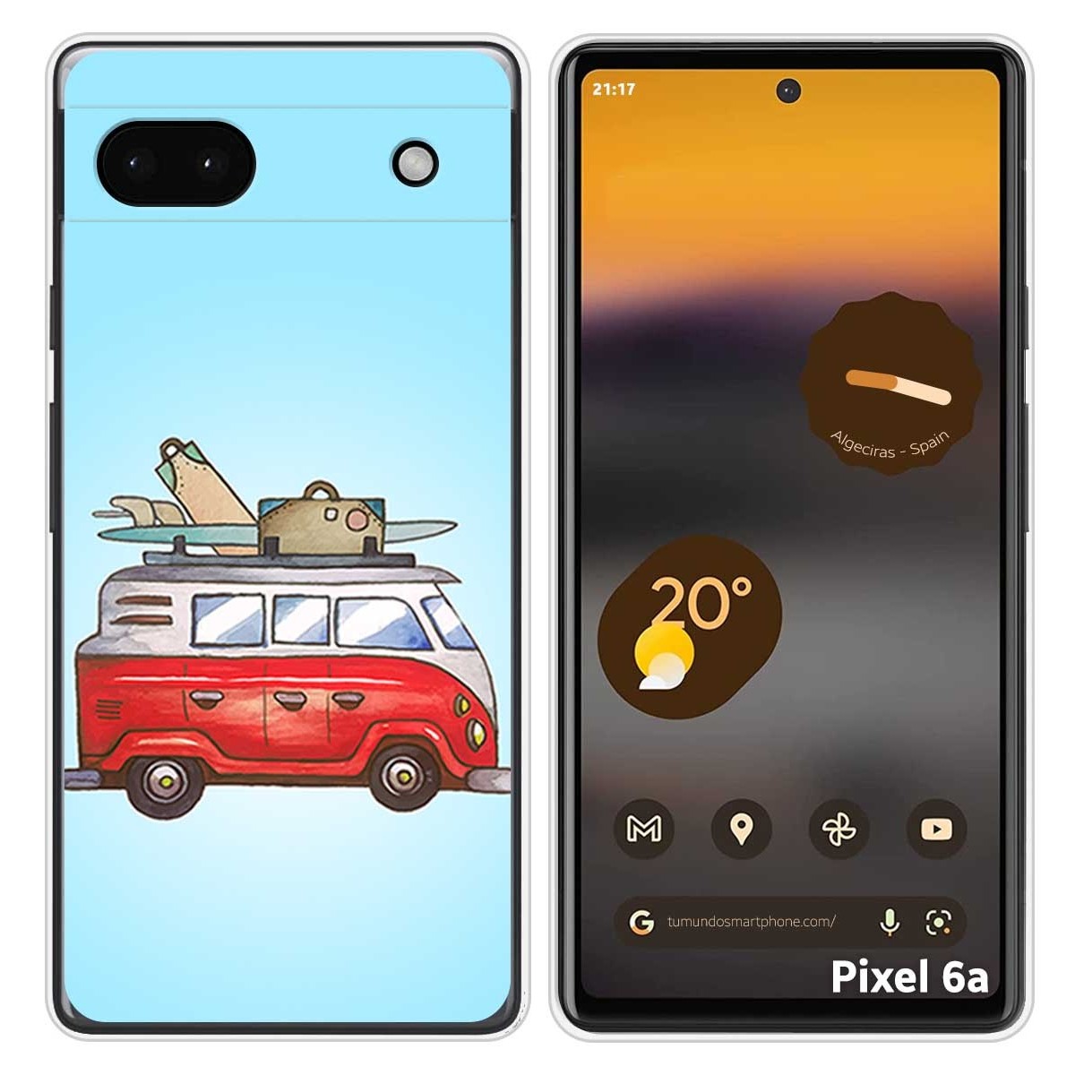 Funda Silicona para Google Pixel 6A diseño Furgoneta Dibujos