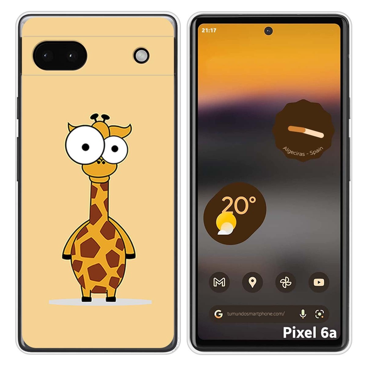 Funda Silicona para Google Pixel 6A diseño Jirafa Dibujos
