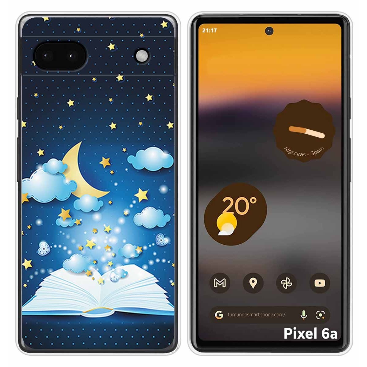 Funda Silicona para Google Pixel 6A diseño Libro Cuentos Dibujos