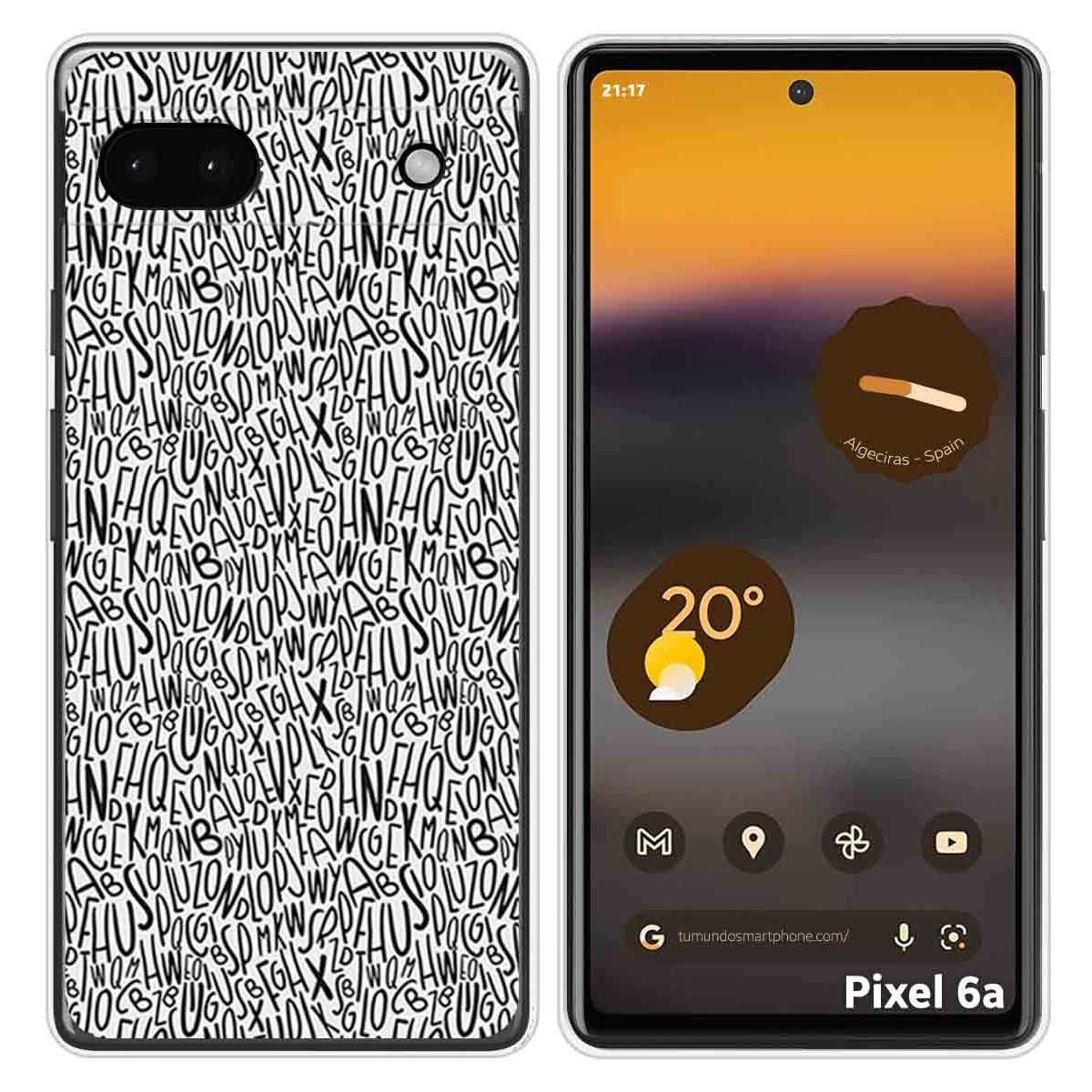 Funda Silicona para Google Pixel 6A diseño Letras Dibujos
