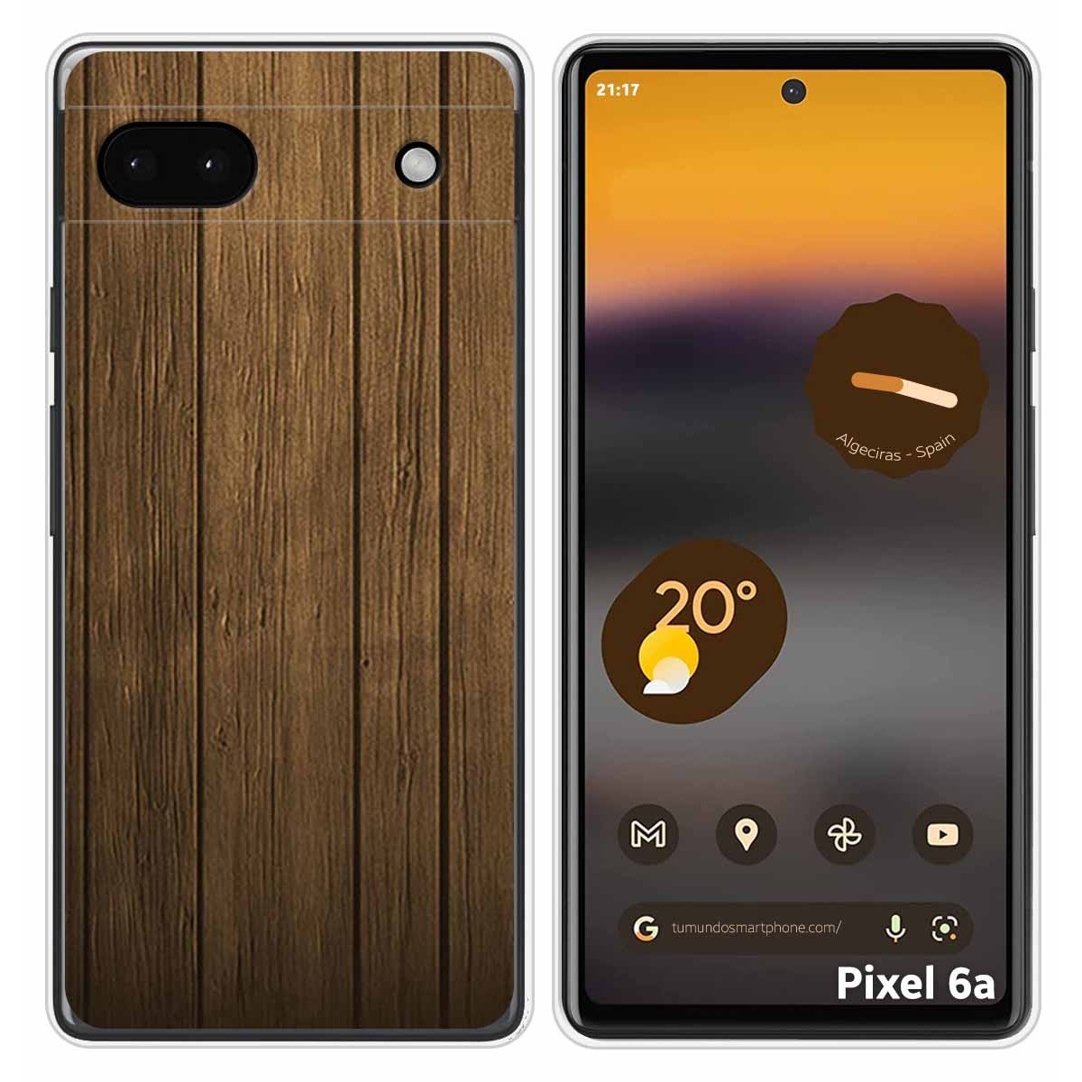 Funda Silicona para Google Pixel 6A diseño Madera Dibujos