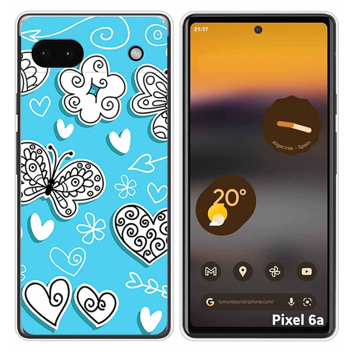 Funda Silicona para Google Pixel 6A diseño Mariposas Dibujos