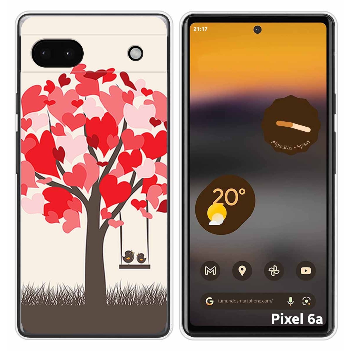 Funda Silicona para Google Pixel 6A diseño Pajaritos Dibujos