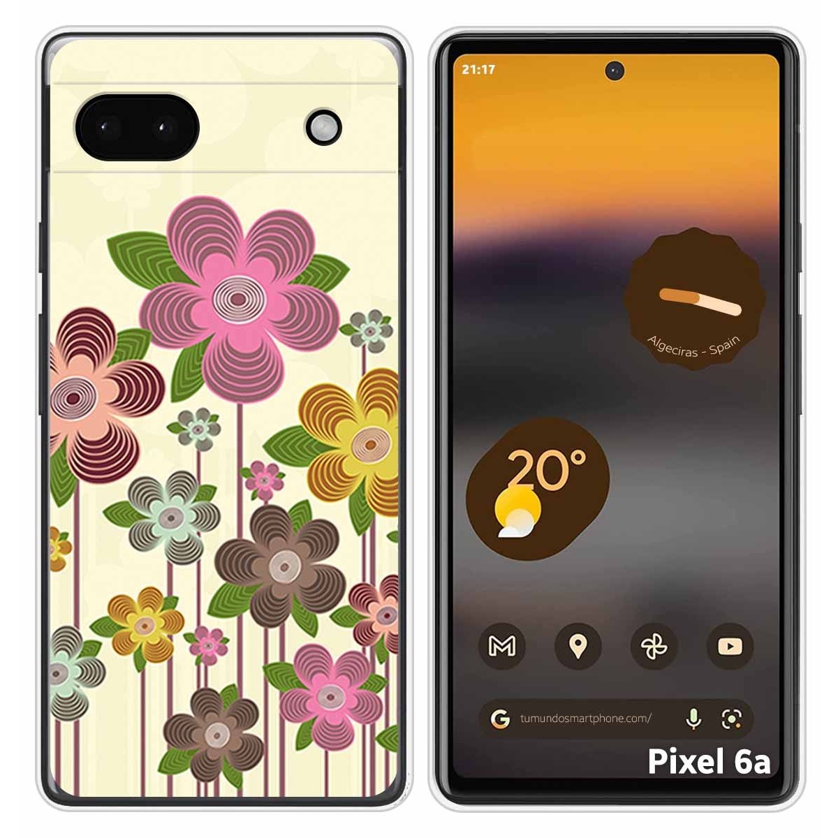 Funda Silicona para Google Pixel 6A diseño Primavera En Flor Dibujos