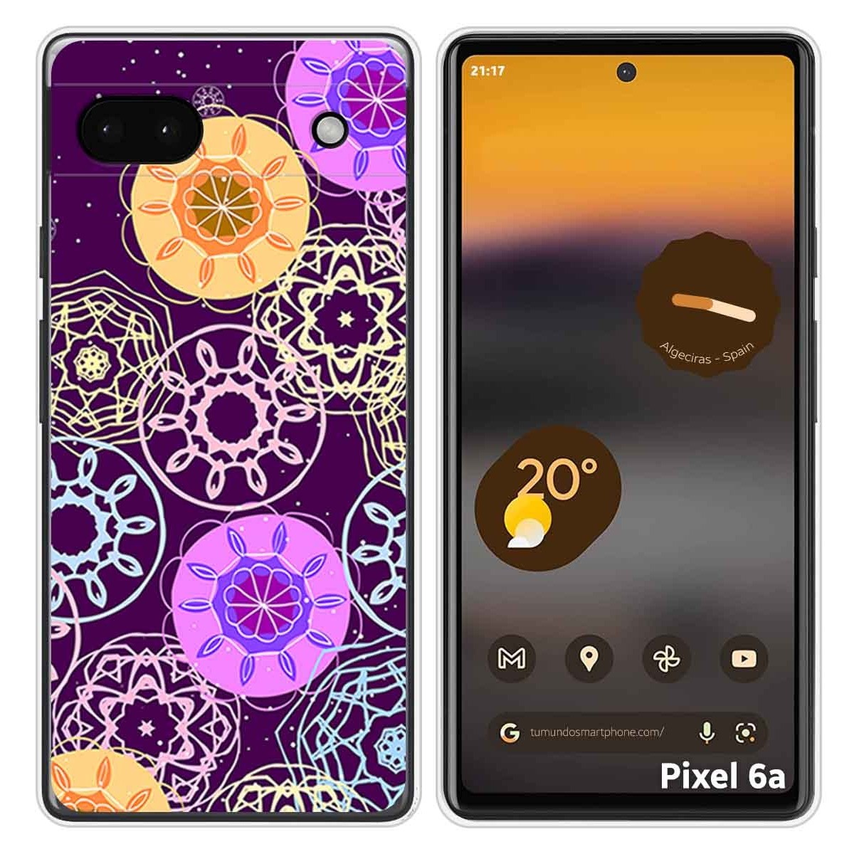 Funda Silicona para Google Pixel 6A diseño Radial Dibujos