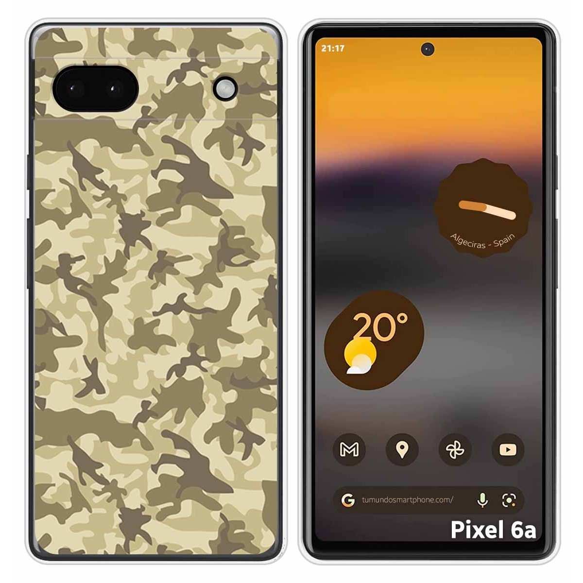 Funda Silicona para Google Pixel 6A diseño Sand Camuflaje Dibujos