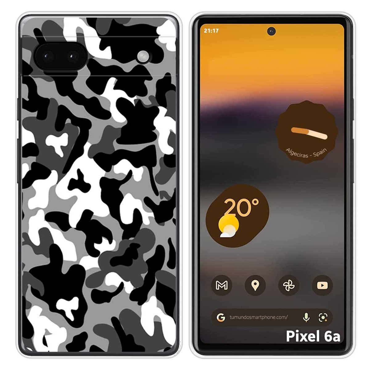 Funda Silicona para Google Pixel 6A diseño Snow Camuflaje Dibujos