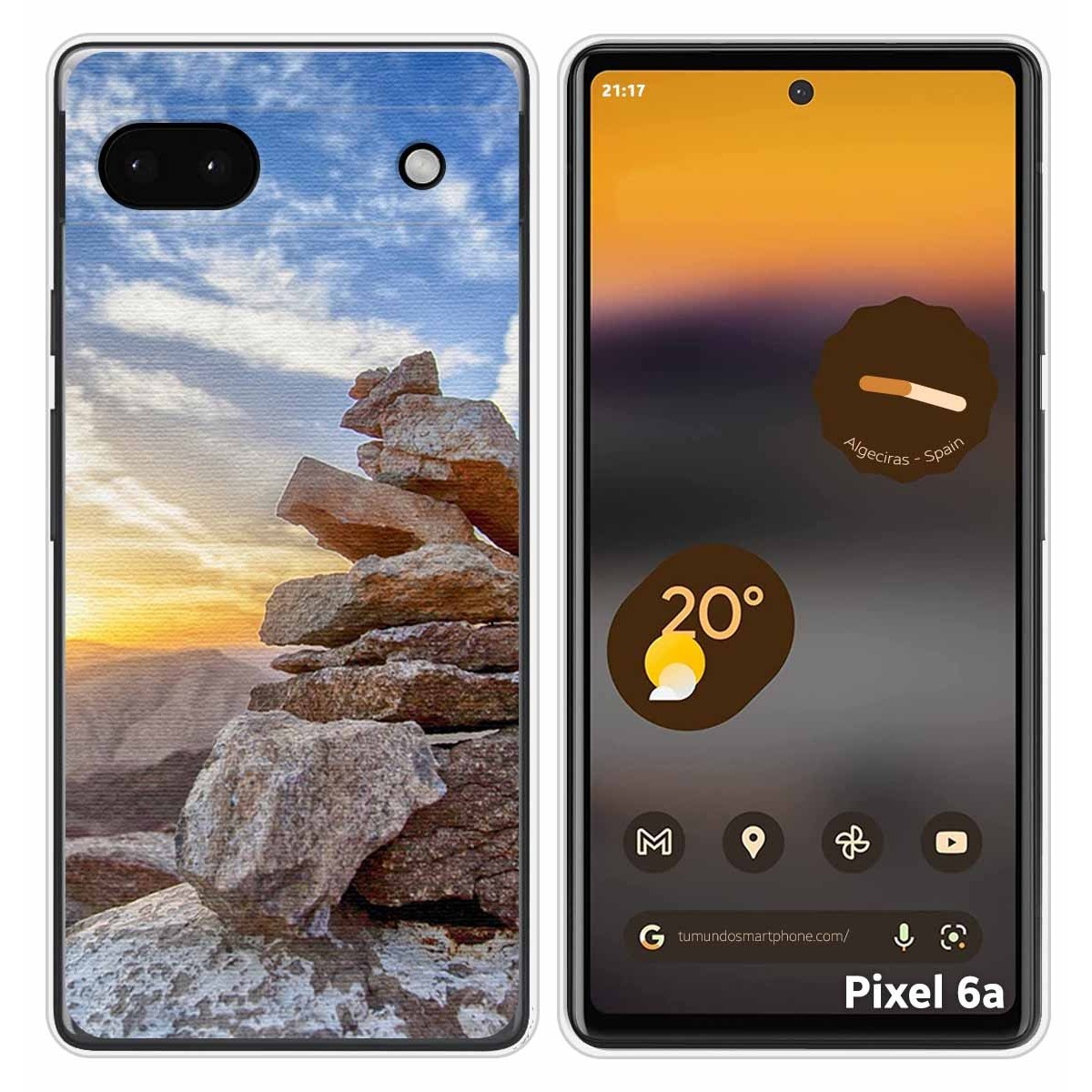 Funda Silicona para Google Pixel 6A diseño Sunset Dibujos