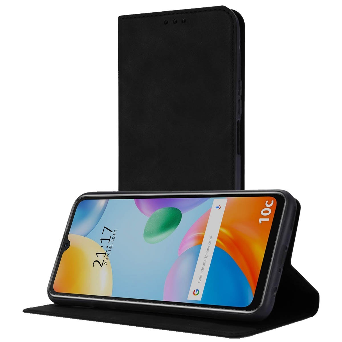 Funda Polipiel con tarjetero para Xiaomi Redmi 10C color Negra