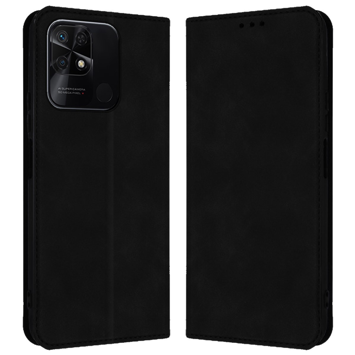 Funda Polipiel con tarjetero para Xiaomi Redmi 10C color Negra