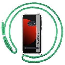 Funda Colgante Transparente para Xiaomi 12S Ultra con Cordon Verde Agua