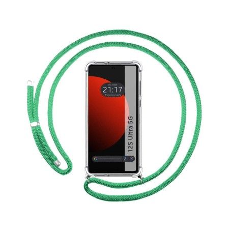 Funda Colgante Transparente para Xiaomi 12S Ultra con Cordon Verde Agua
