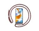 Funda Colgante Transparente para Xiaomi POCO C40 con Cordon Rosa / Dorado