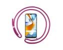 Funda Colgante Transparente para Xiaomi POCO C40 con Cordon Rosa Fucsia