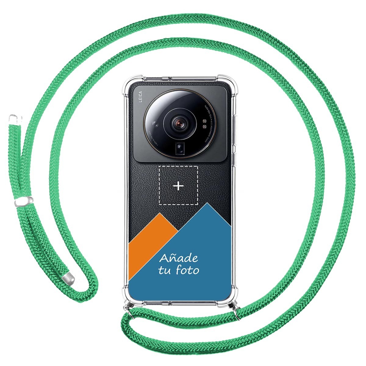 Personaliza tu Funda Colgante Transparente para Xiaomi 12S Ultra con Cordon Verde Agua Dibujo Personalizada