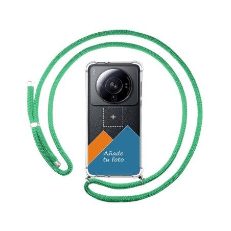 Personaliza tu Funda Colgante Transparente para Xiaomi 12S Ultra con Cordon Verde Agua Dibujo Personalizada