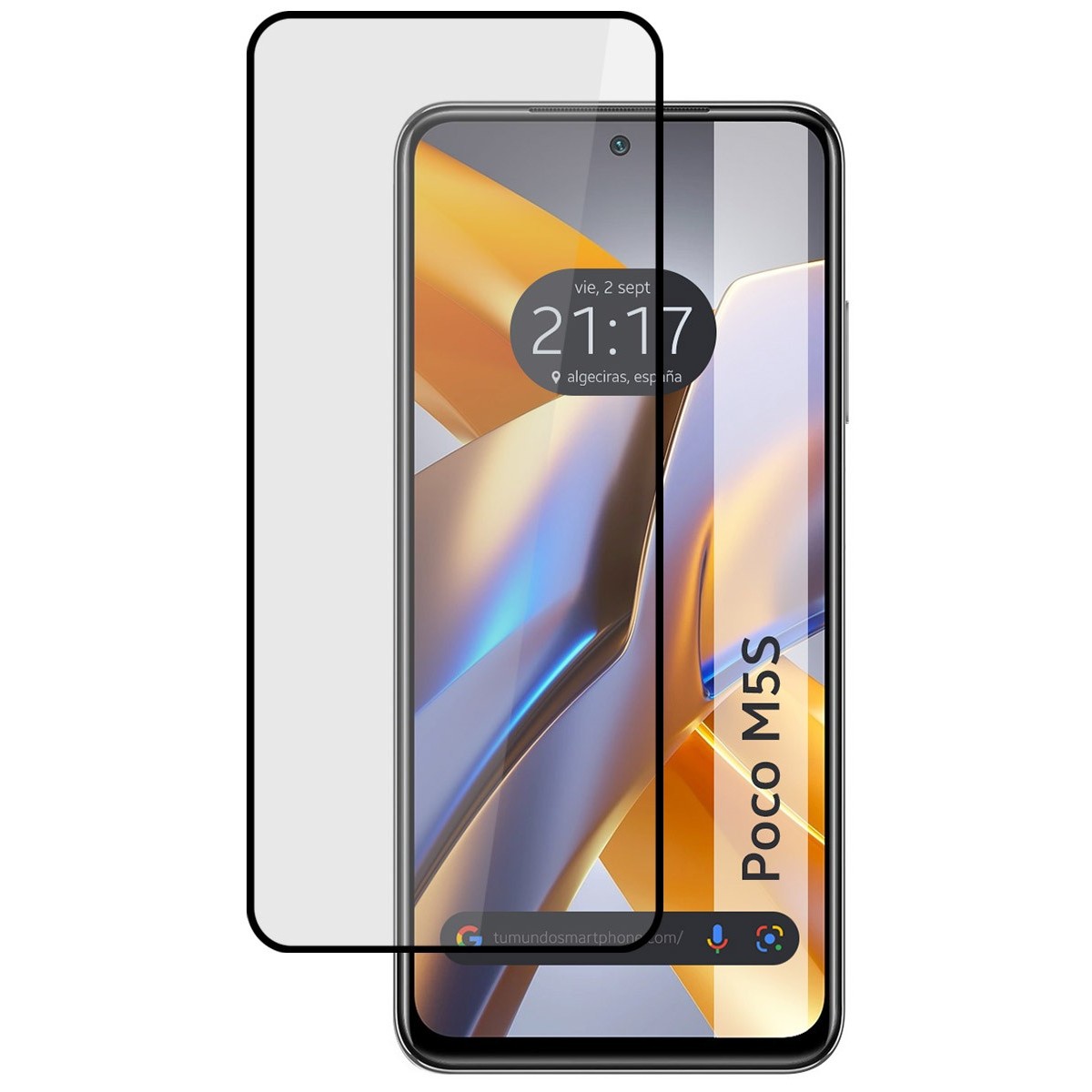 Protector Cristal Templado Completo 5D Full Glue Negro para Xiaomi POCO M5s
