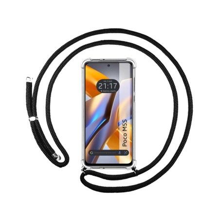 Funda Colgante Transparente para Xiaomi POCO M5s con Cordon Negro