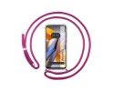 Funda Colgante Transparente para Xiaomi POCO M5s con Cordon Rosa Fucsia