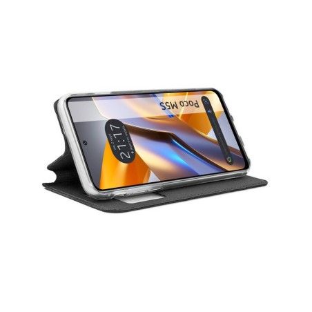 Funda Libro Soporte con Ventana para Xiaomi POCO M5s Color Negra
