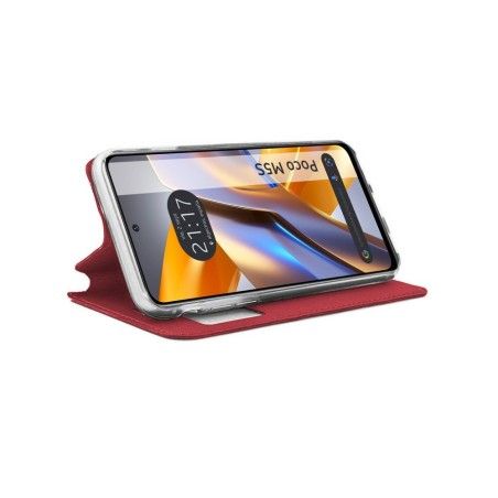 Funda Libro Soporte con Ventana para Xiaomi POCO M5s Color Roja