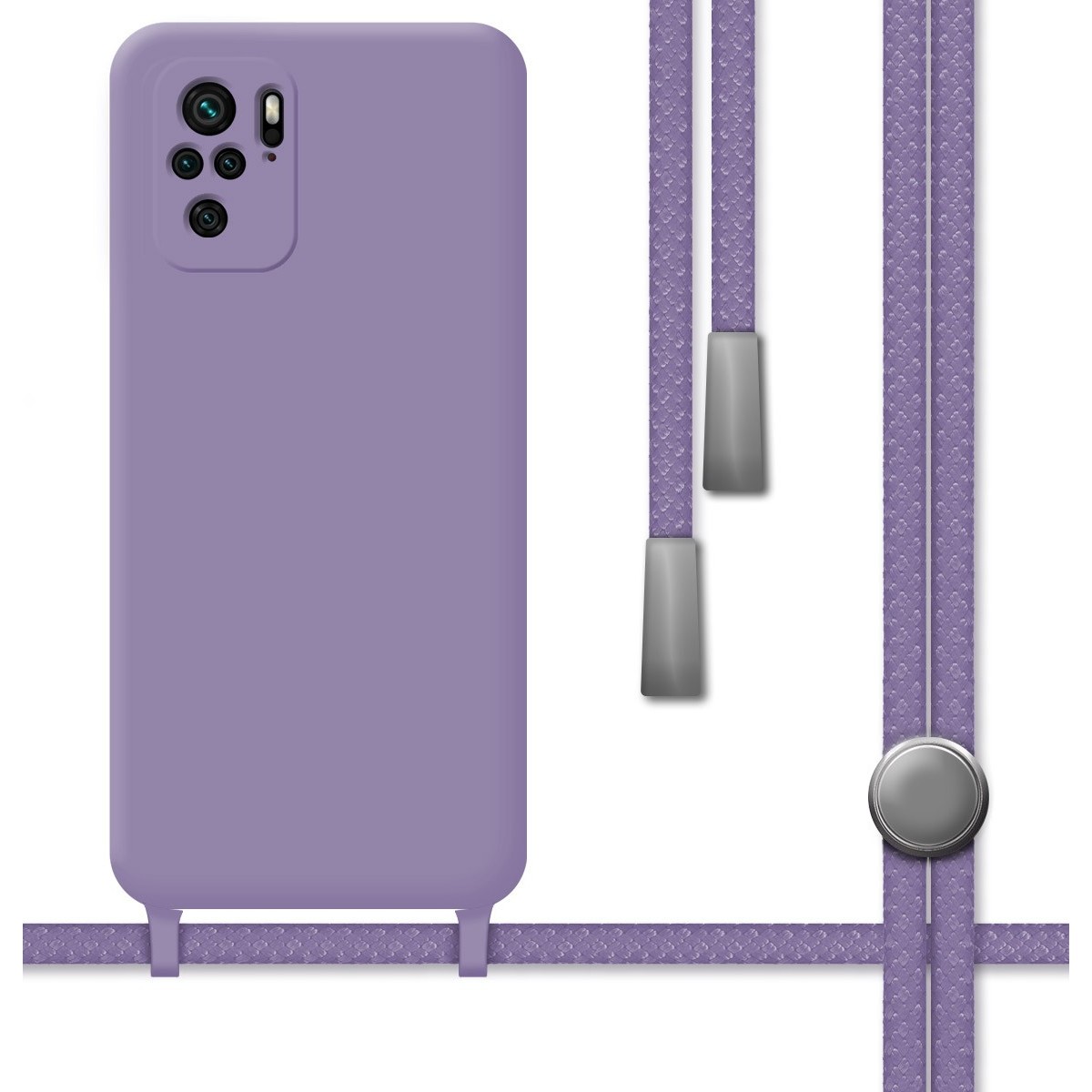 Funda Silicona Líquida con Cordón para Xiaomi POCO M5s Color Morada