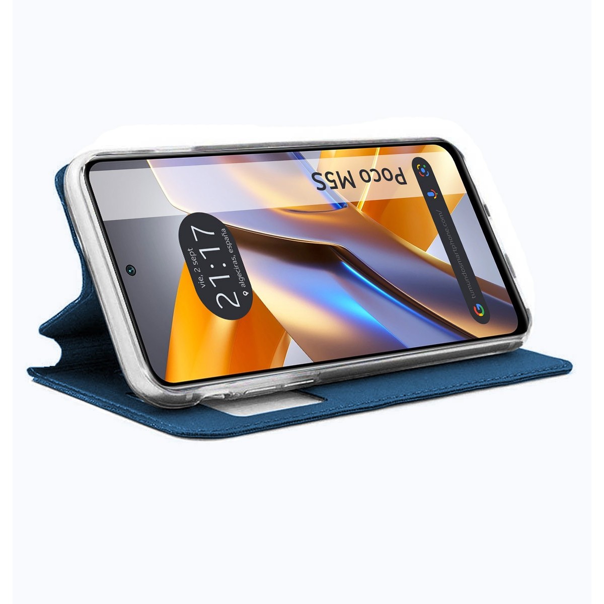 Funda Polipiel con Tarjetero para Xiaomi POCO M5s Color Azul