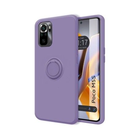 Funda Silicona Líquida Ultra Suave con Anillo para Xiaomi POCO M5s Color Morada