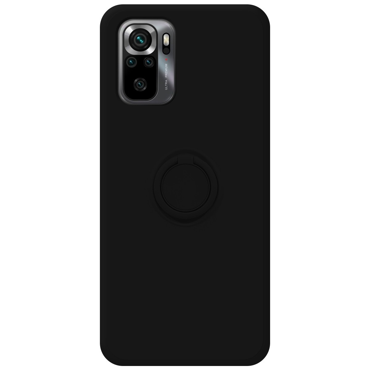 Funda Silicona Líquida Ultra Suave con Anillo para Xiaomi POCO M5s Color Negra