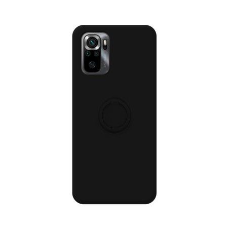 Funda Silicona Líquida Ultra Suave con Anillo para Xiaomi POCO M5s Color Negra