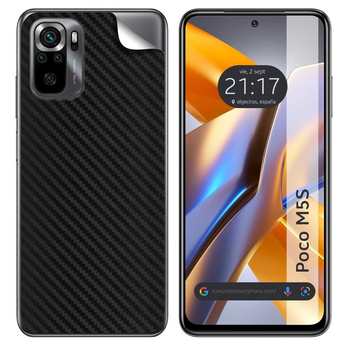 Pegatina Vinilo Autoadhesiva Textura Carbono para Xiaomi POCO M5s