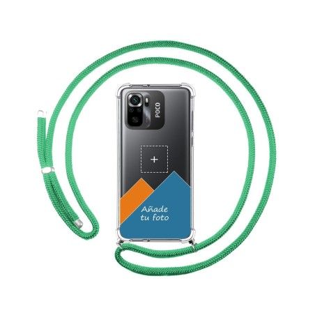 Personaliza tu Funda Colgante Transparente para Xiaomi POCO M5s con Cordon Verde Agua Dibujo Personalizada