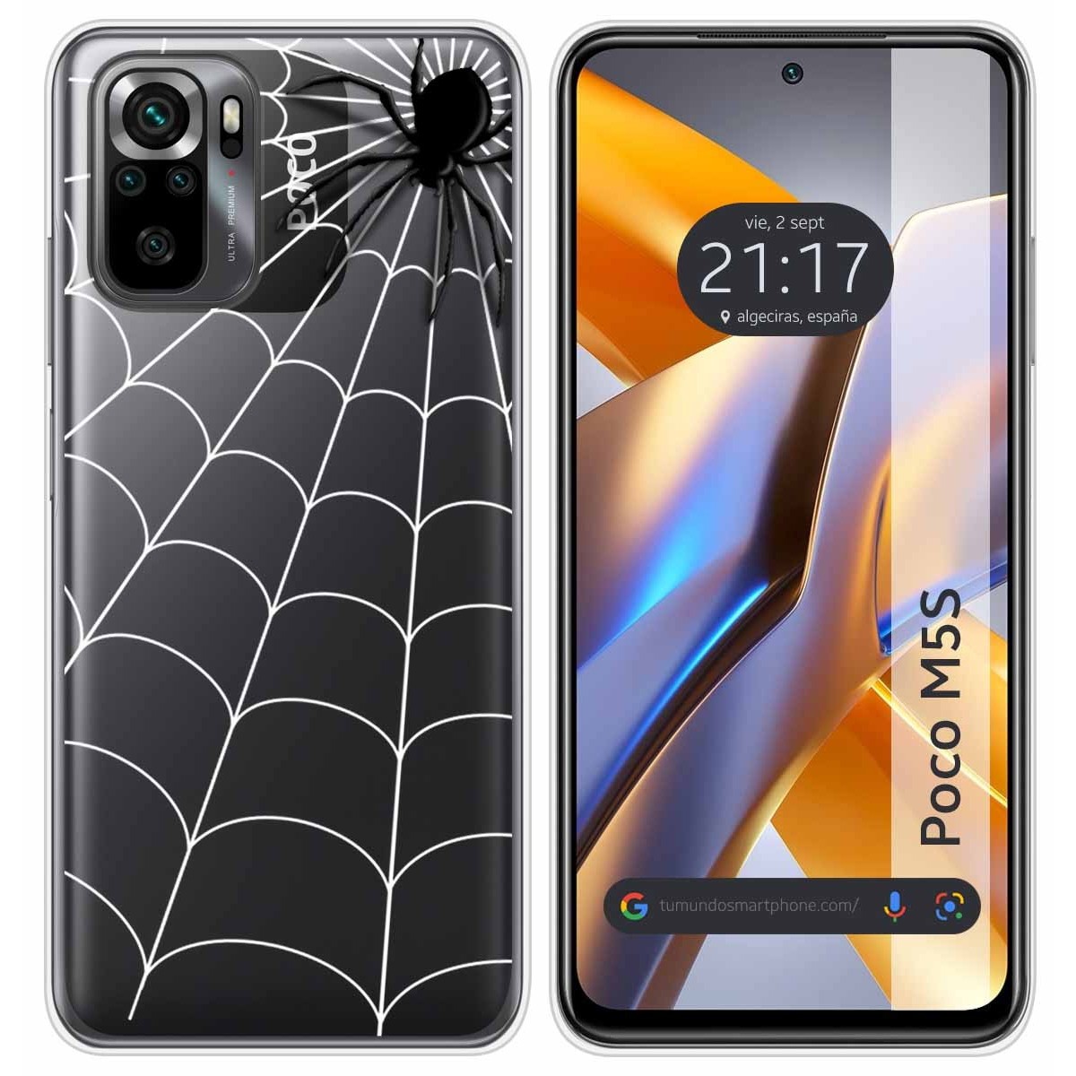 Funda Silicona Transparente para Xiaomi POCO M5s diseño Araña Dibujos