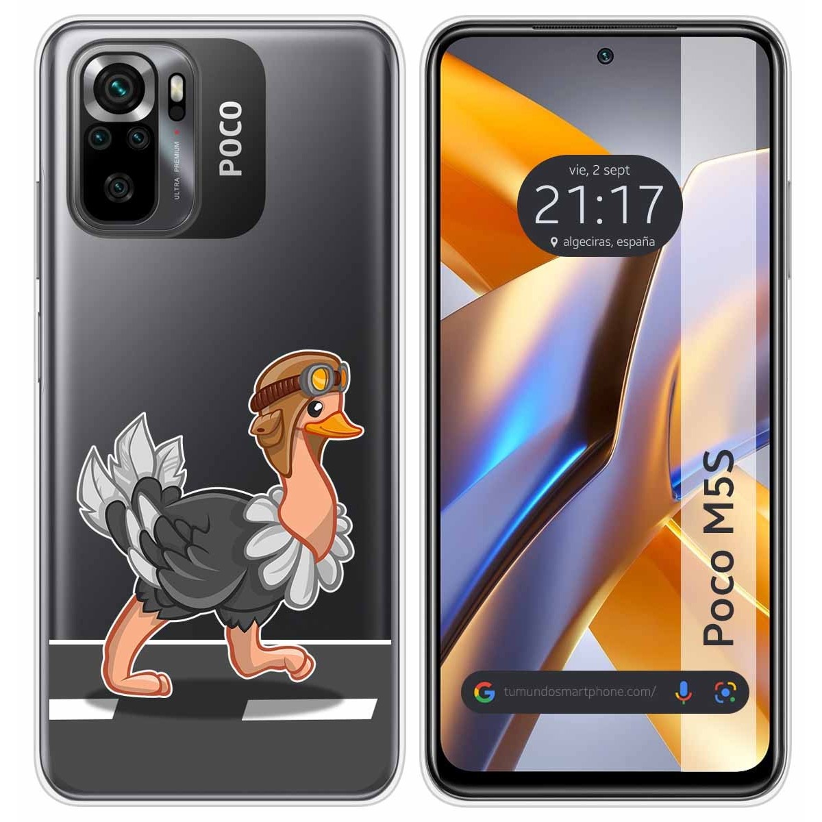 Funda Silicona Transparente para Xiaomi POCO M5s diseño Avestruz Dibujos